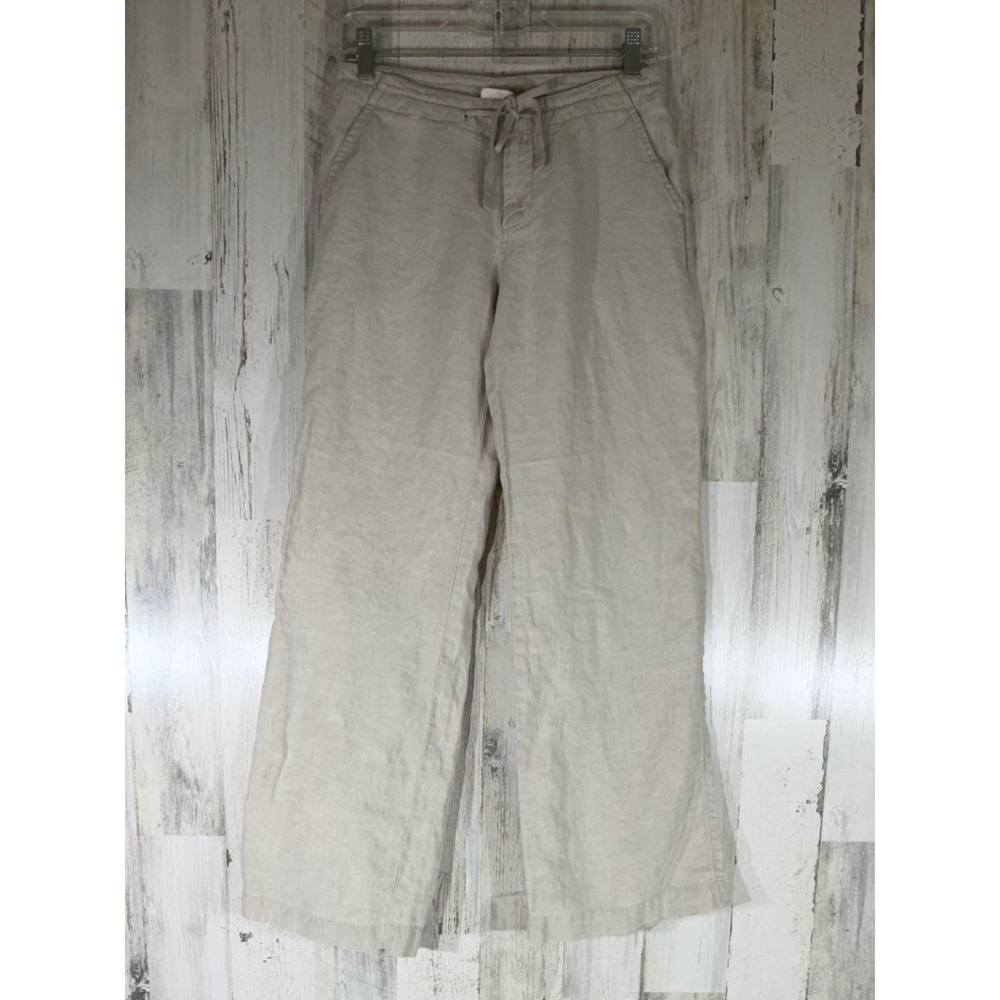 Gap Linen Drawstring Pants 2 (fits 28x29) Beige Wide Leg Beach Coastal Neutral